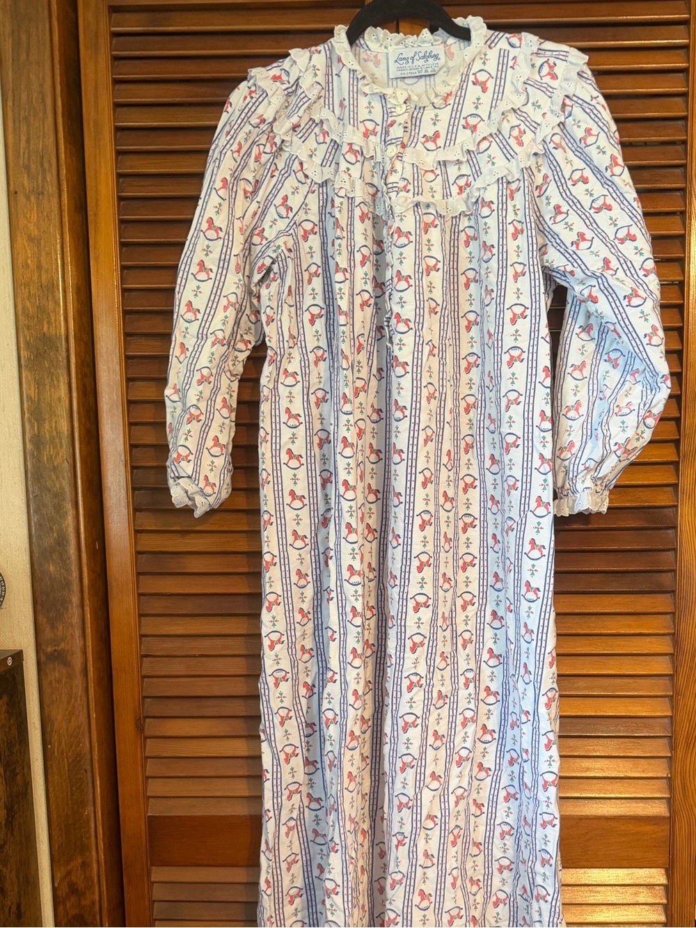 Lady Hathaway Long Sleeve Floral Stripe Nightgown - Pink/Blue